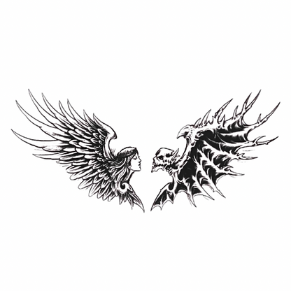 Melek&Şeytan Figürlü Büyük Yarı Kalıcı Dövme-My113 MyTattoo