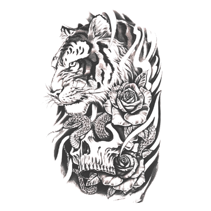 Tiger Skull Figürlü Orta Boy Yarı Kalıcı Dövme-MY47 MyTattoo