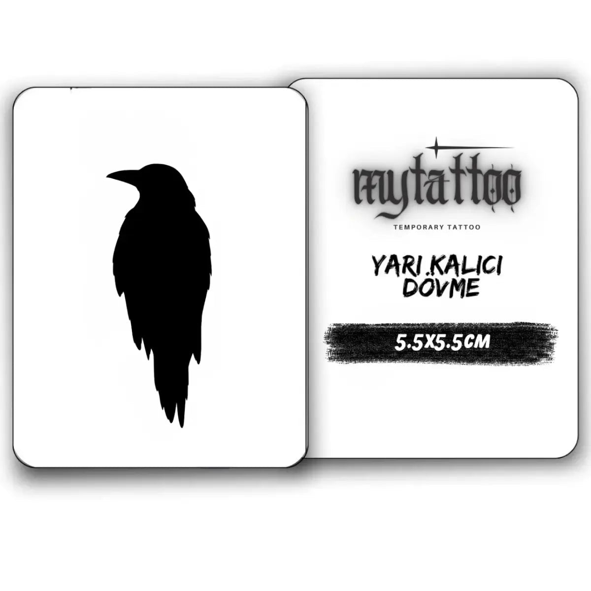 Yalnız Karga Figürlü Minimal Yarı Kalıcı Dövme-MY6 MyTattoo