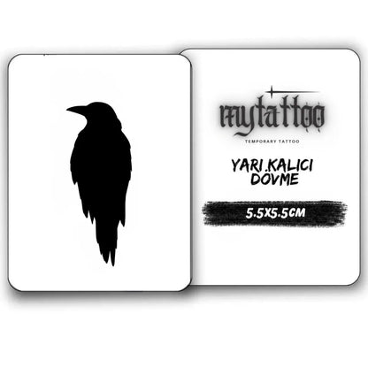 Yalnız Karga Figürlü Minimal Yarı Kalıcı Dövme-MY6 MyTattoo