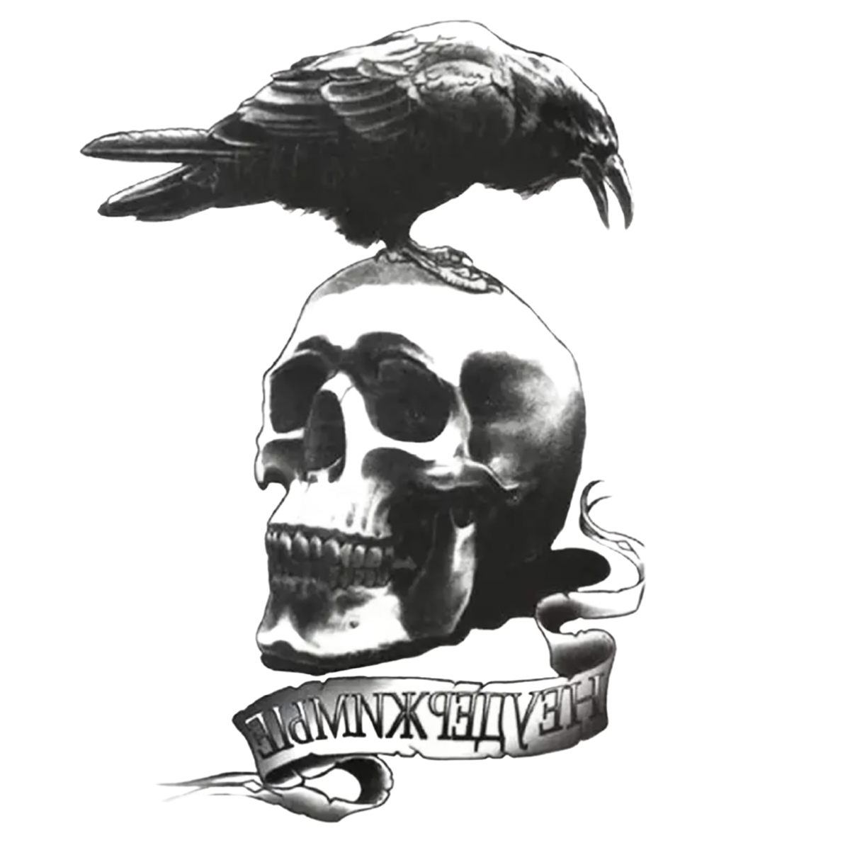 Kuzgun&İskelet Figürlü Orta Boy Geçici Dövme G301 MyTattoo