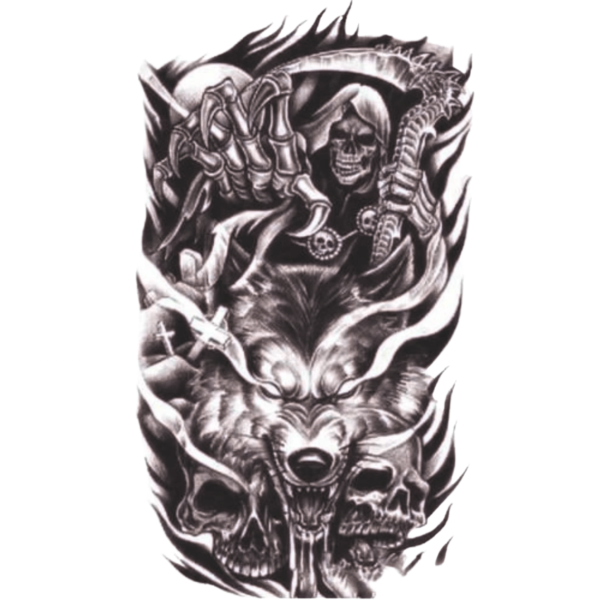 Ölümsüz Vahşet Orta Boy Yarı Kalıcı Dövme MY140 MyTattoo