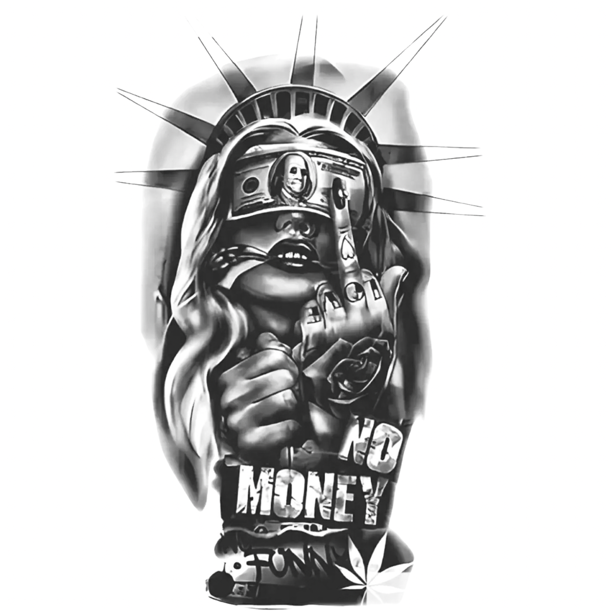 No Money Figürlü Orta Boy Yarı Kalıcı Dövme MY194 MyTattoo