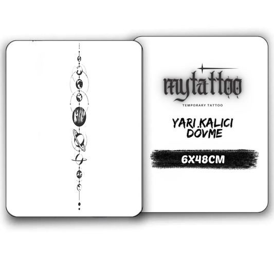 Gezegenler Figürlü Sırt Yarı Kalıcı Dövme MY268