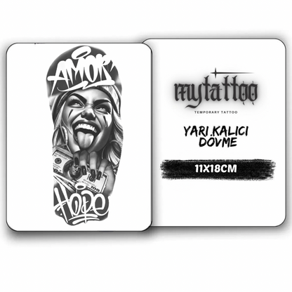 Harley Quin Figürlü Orta Boy Yarı Kalıcı Dövme MY180 MyTattoo