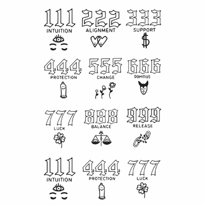 Angel Numbers Orta Boy Yarı Kalıcı Dövme MY196 MyTattoo