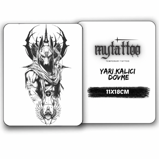 Anubis Gazabı Figürlü Orta Boy Yarı Kalıcı Dövme MY177