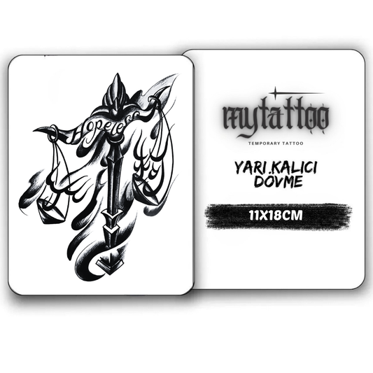 Kayıp Adalet Orta Boy Yarı Kalıcı Dövme MY249 MyTattoo