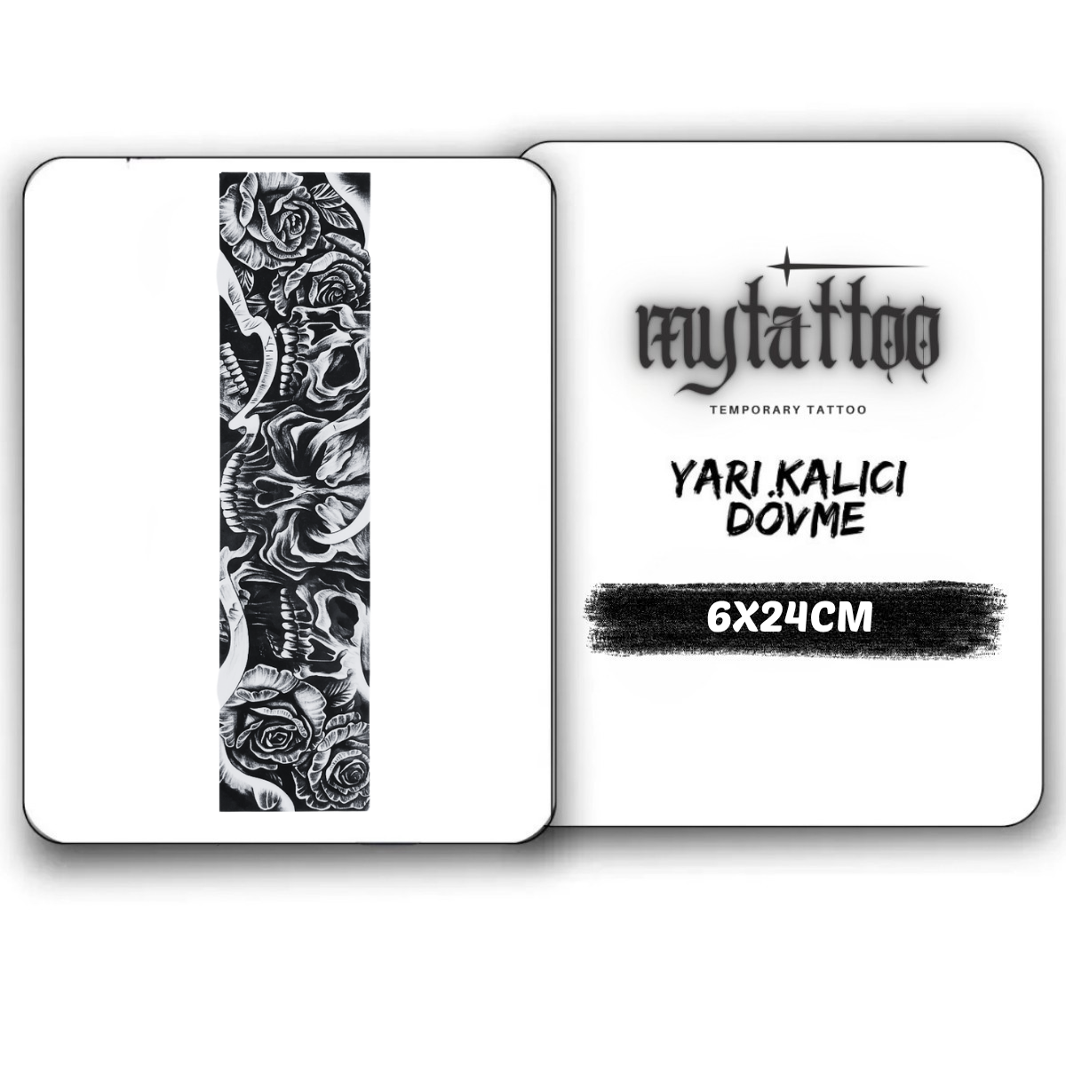 Kafatası Figürlü Şerit Yarı Kalıcı Dövme MY265 MyTattoo