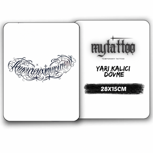 Amoureux Amoreux (Aşık&Sırılsıklam aşık)Yazı Figürlü Büyük Yarı Kalıcı Dövme-MY117