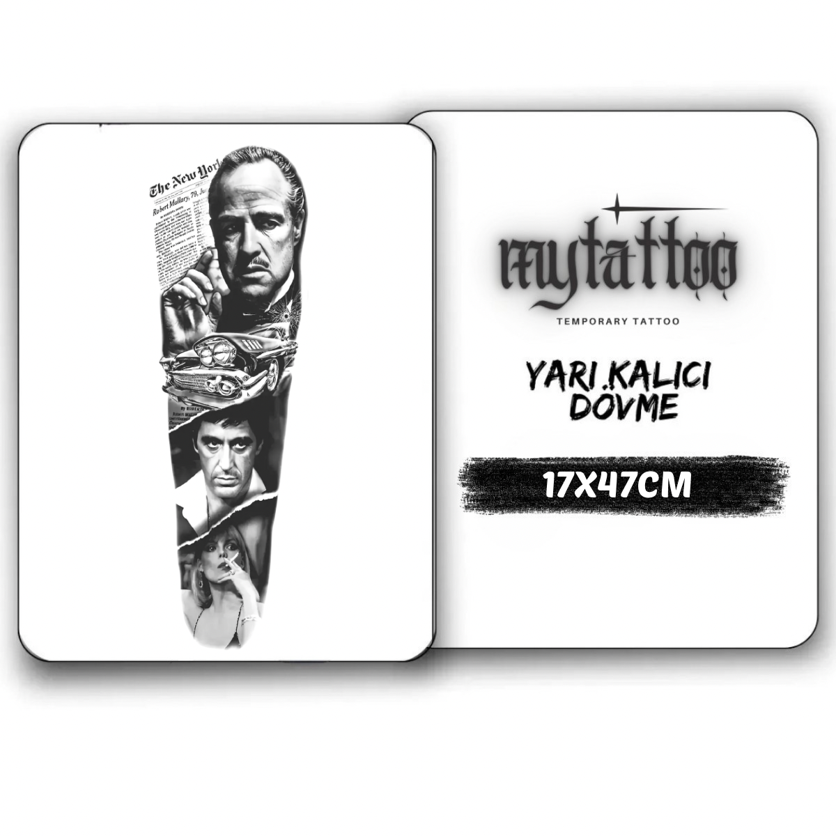 GodFather&Tony Montana Figürlü Kol Kaplama Yarı Kalıcı Dövme MY154 MyTattoo