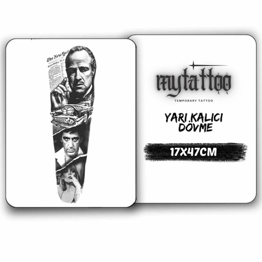 GodFather&Tony Montana Figürlü Kol Kaplama Yarı Kalıcı Dövme MY154 MyTattoo
