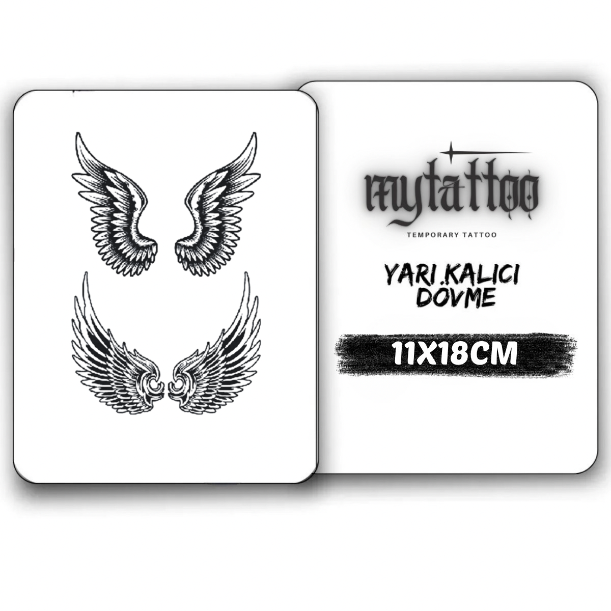Çift Kanat Figürlü Orta Boy Yarı Kalıcı Dövme-MY100 MyTattoo