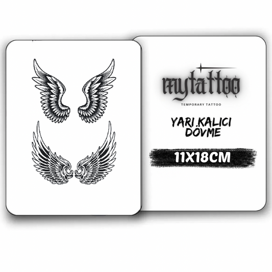 Çift Kanat Figürlü Orta Boy Yarı Kalıcı Dövme-MY100