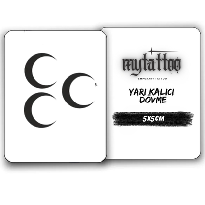 Minimal 3 Hilal Figürlü Yarı Kalıcı DÖvme