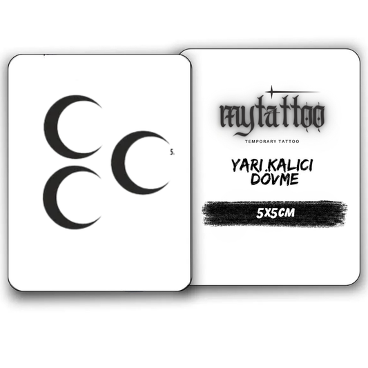Minimal 3 Hilal Figürlü Yarı Kalıcı DÖvme