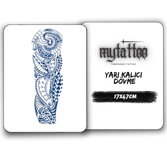 Sivri Tribal Figürlü Kol Kaplama Yarı Kalıcı Dövme 1 Ay Kalıcı