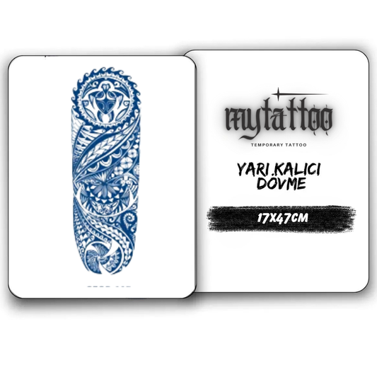 Yuvarlak Tribal Figürlü Kol Kaplama Yarı Kalıcı Dövme 1 Ay Kalıcı