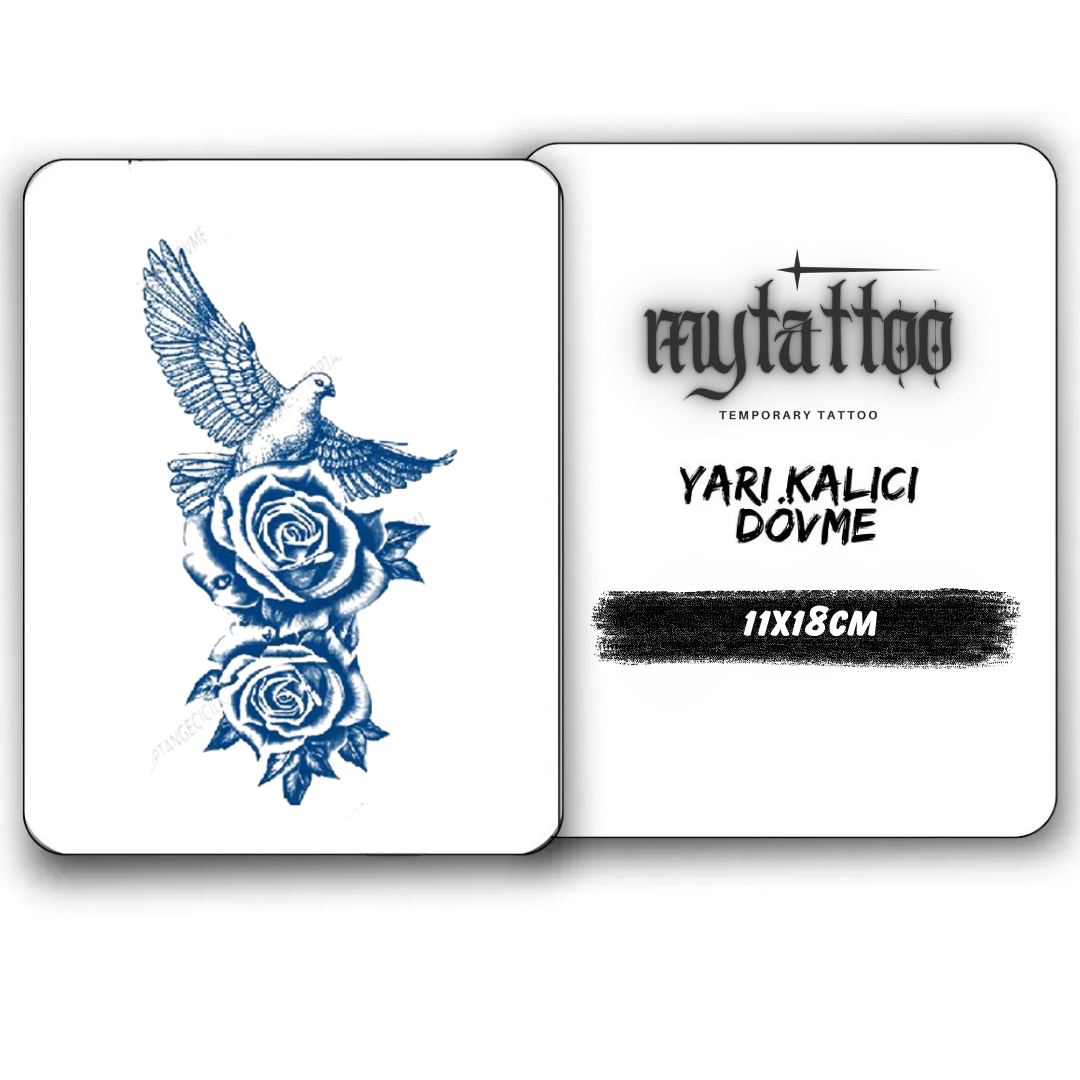 Özgürlük Gülü Figürlü Yarı Kalıcı Dövme 1 Ay Kalıcı