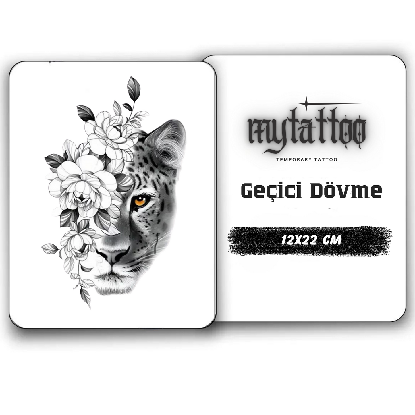 Kaplan Figürlü Geçici Dövme 1-2 Hafta Kalıcı
