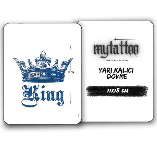 King&Taç Figürlü Yarı Kalıcı Dövme 1 Ay Kalıcı