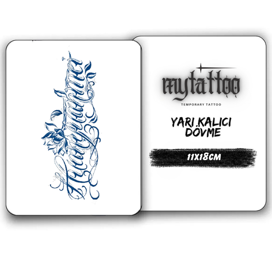 Mutluluk ve Güzel Yazı Figürlü Yarı Kalıcı Dövme 1 Ay Kalıcı