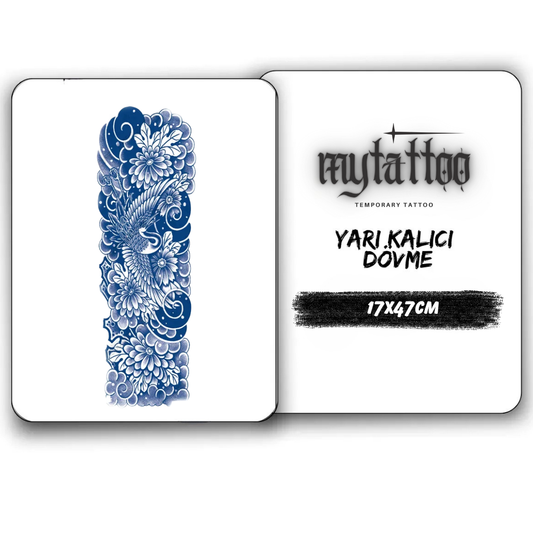 Kuş ve Dalga Figürlü Yarı Kalıcı Dövme 1 Ay Kalıcı
