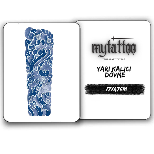 Dalga Figürlü Yarı Kalıcı Dövme 1 Ay Kalıcı