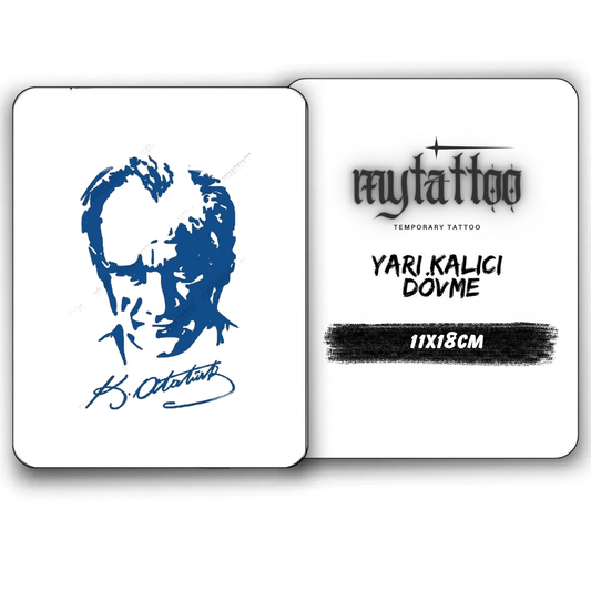 Atatürk Portre Figürlü Yarı Kalıcı Dövme 1 Ay Kalıcı