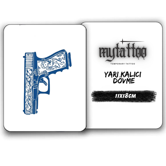 Desenli Glock Figürlü Yarı Kalıcı Dövme 1 Ay KaIıcı