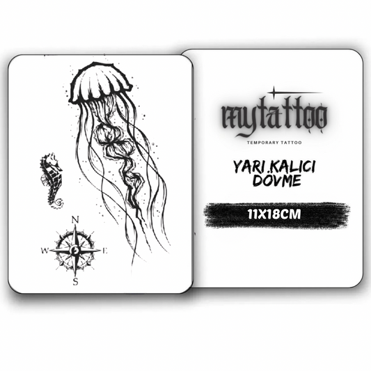 Denizin Pusulası Orta Boy Yarı Kalıcı Dövme MY216 MyTattoo