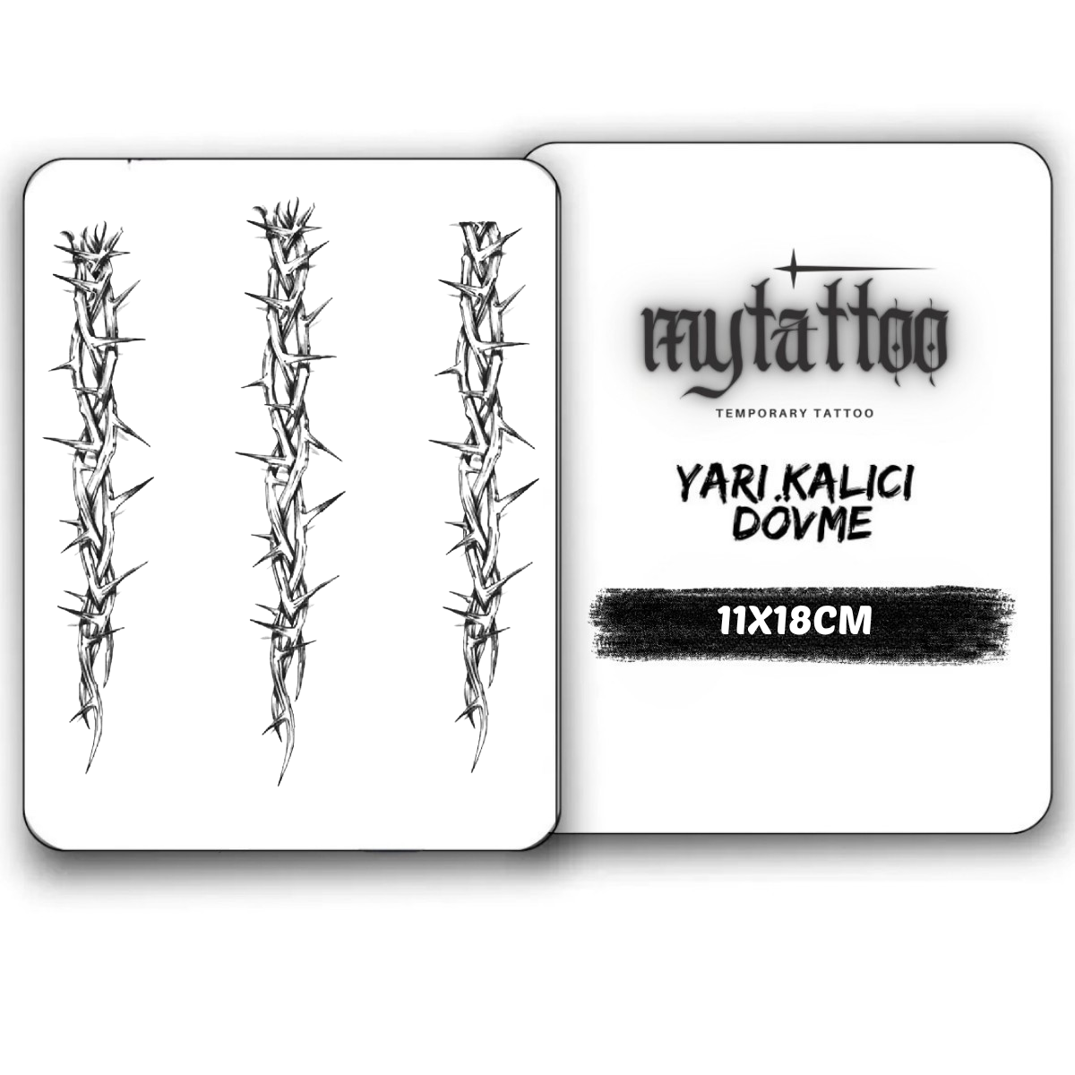 3 Diken Figürlü Orta Boy Yarı Kalıcı Dövme MY198 MyTattoo