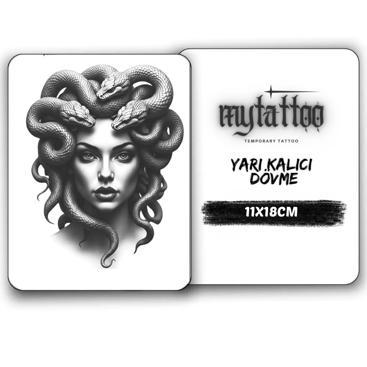 Medusa Figürlü Orta Boy Yarı Kalıcı Dövme MY182 MyTattoo