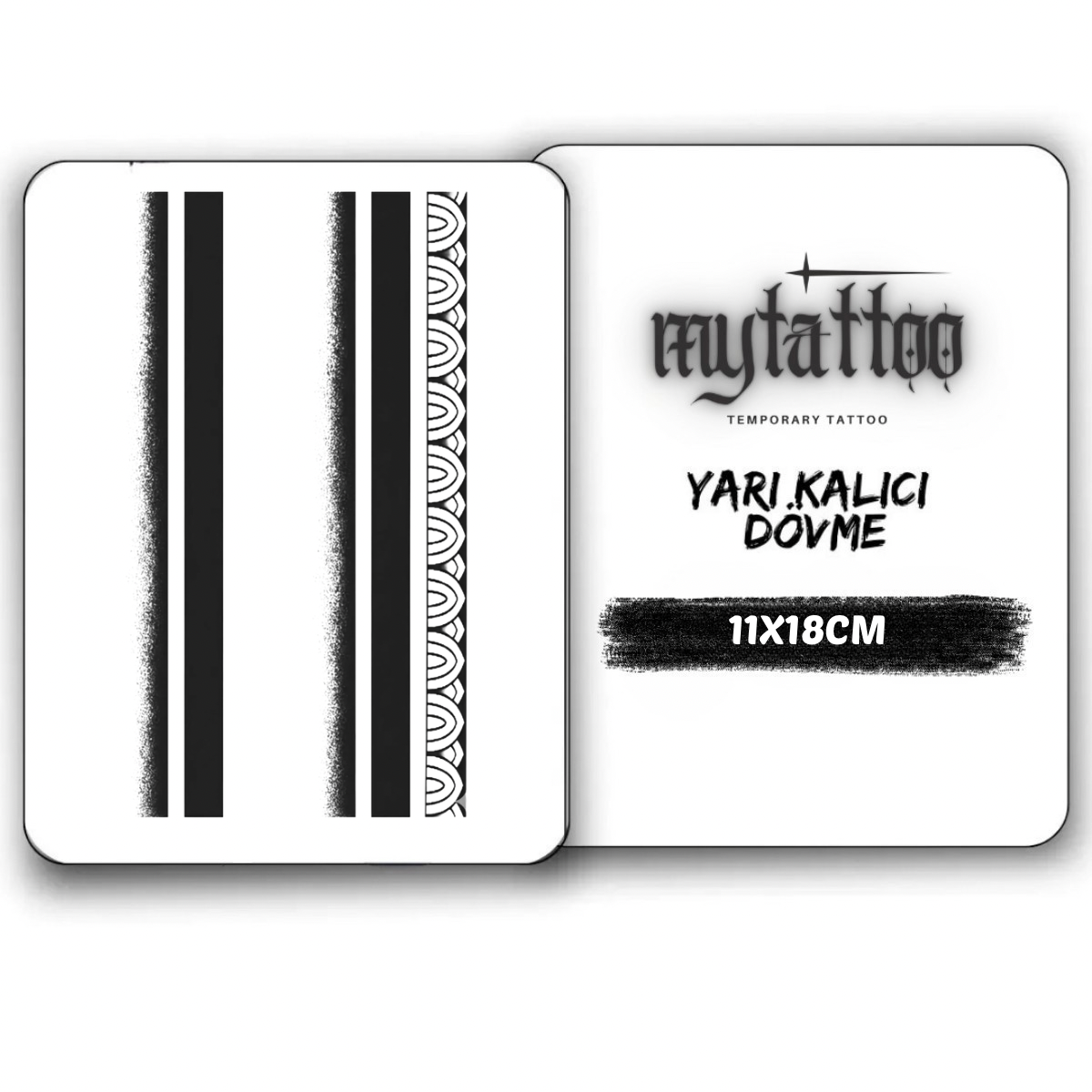 3 Farklı Şerit Figürlü Orta Boy Yarı Kalıcı Dövme MY201 MyTattoo