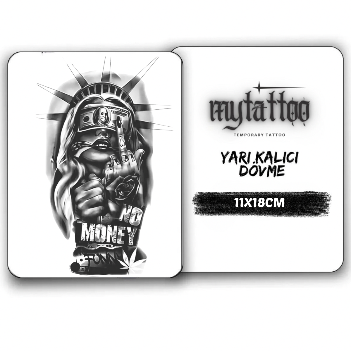 No Money Figürlü Orta Boy Yarı Kalıcı Dövme MY194 MyTattoo