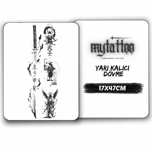 Kılıçta ki Gaye Figürlü Kol ve Sırt Yarı Kalıcı Dövme MY157