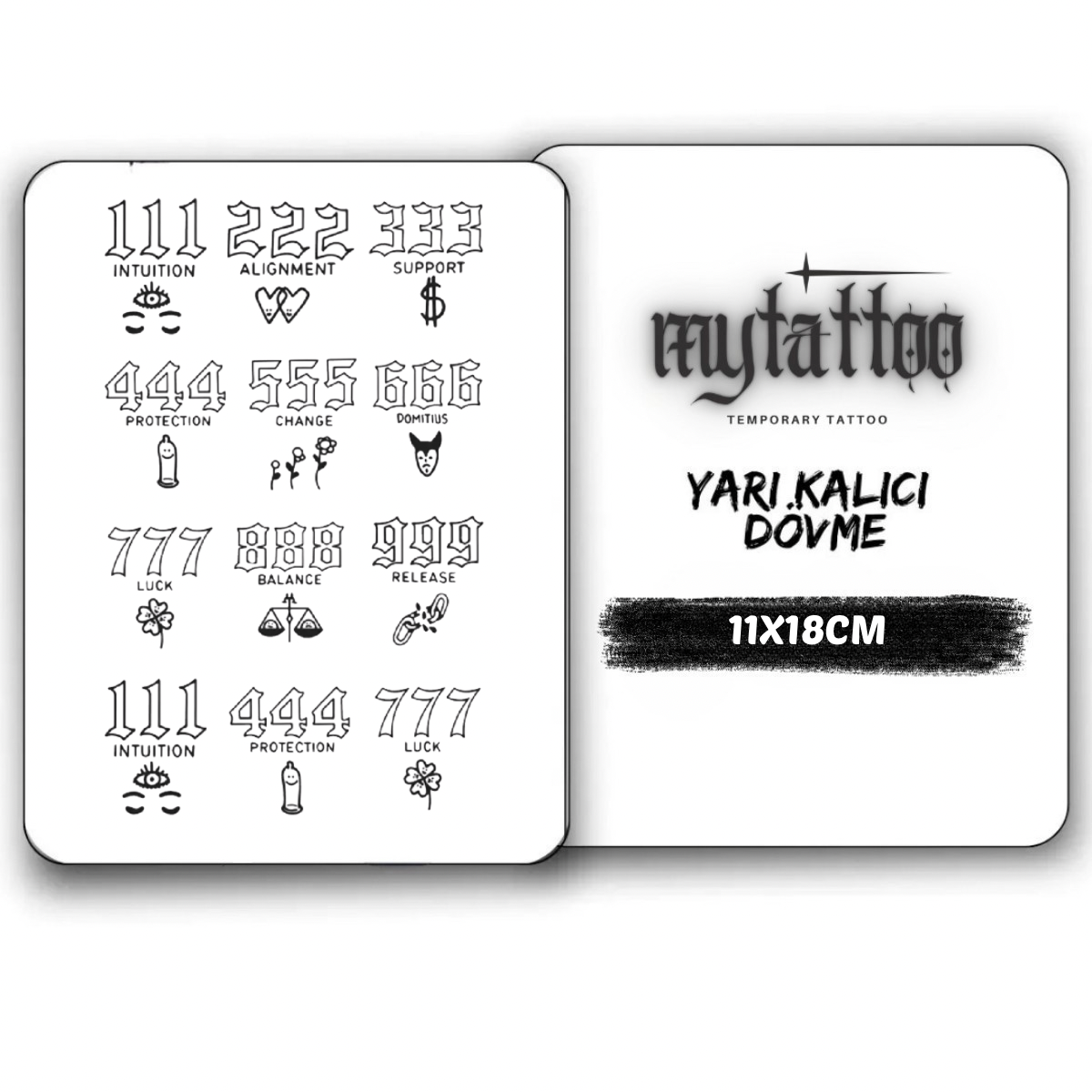 Angel Numbers Orta Boy Yarı Kalıcı Dövme MY196 MyTattoo