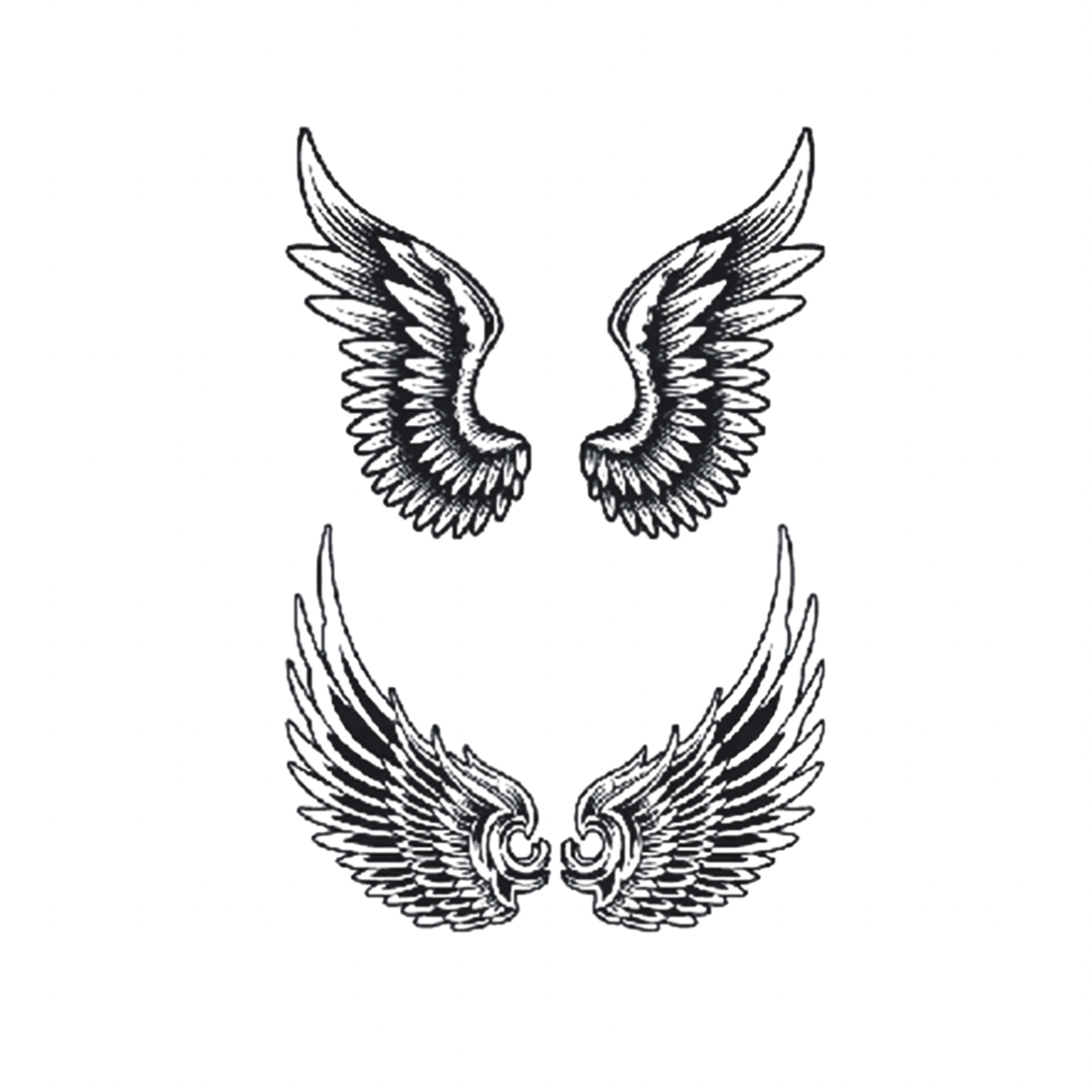 Çift Kanat Figürlü Orta Boy Yarı Kalıcı Dövme-MY100 MyTattoo