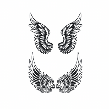 Çift Kanat Figürlü Orta Boy Yarı Kalıcı Dövme-MY100 MyTattoo