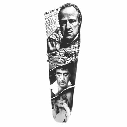 GodFather&Tony Montana Figürlü Kol Kaplama Yarı Kalıcı Dövme MY154 MyTattoo