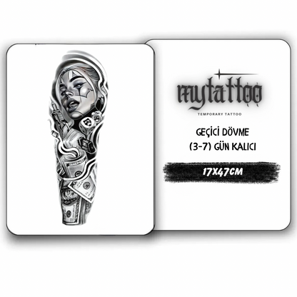 Queen&Para Figürlü Kol Kaplama Geçici Dövme G289 MyTattoo