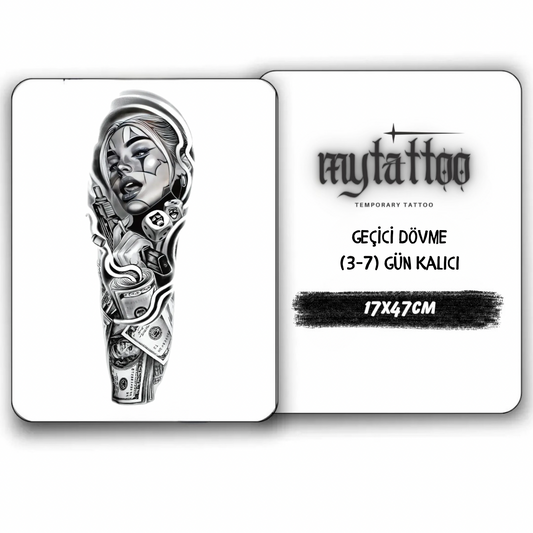 Queen&Para Figürlü Kol Kaplama Geçici Dövme G289 MyTattoo