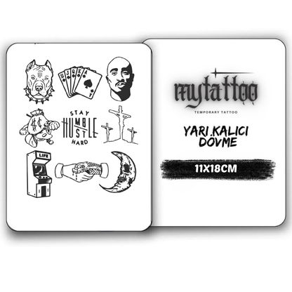 9'Lu Mini Orta Boy Yarı Kalıcı Dövme MY195 MyTattoo