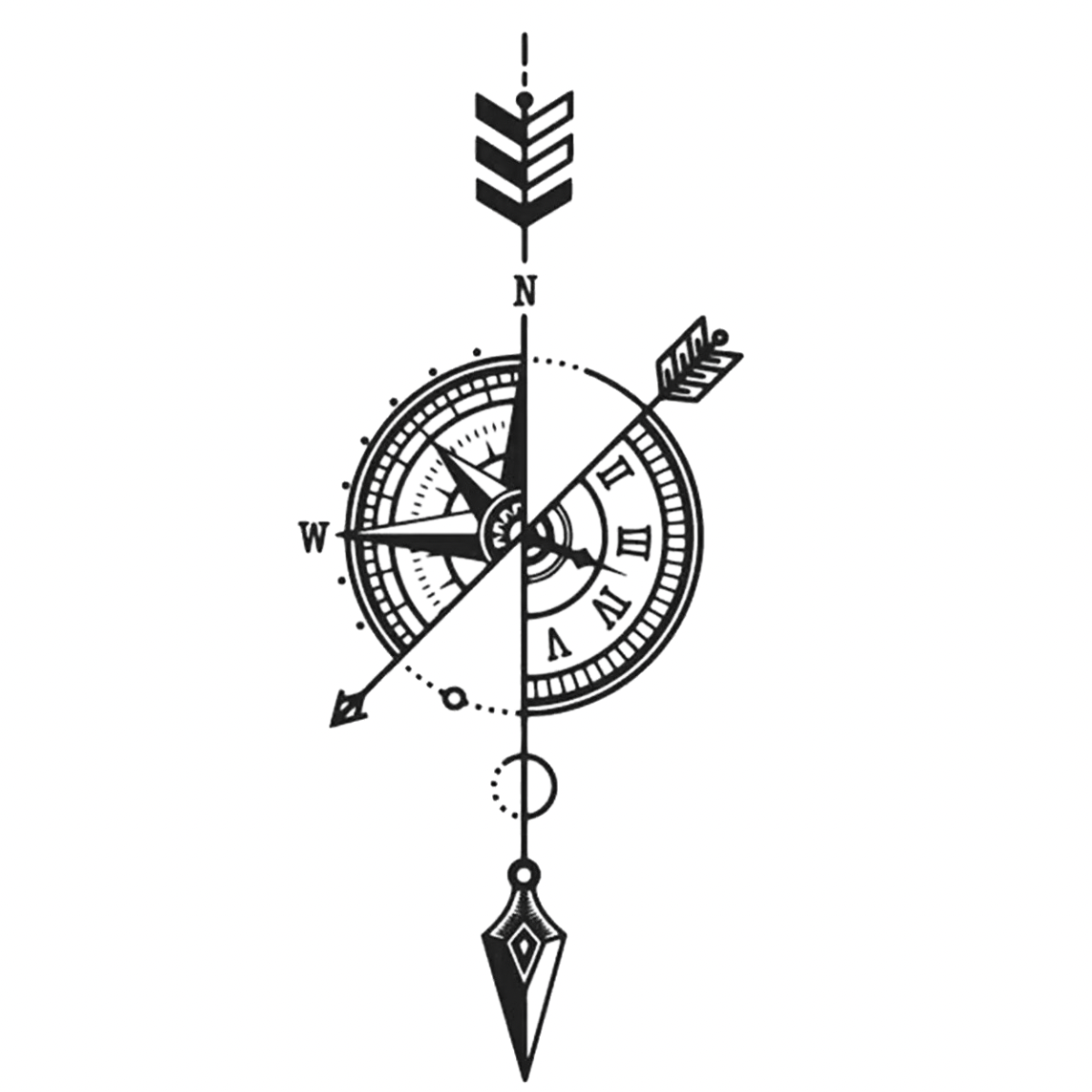 Pusula Figürlü Orta Boy Yarı Kalıcı Dövme MY202 MyTattoo