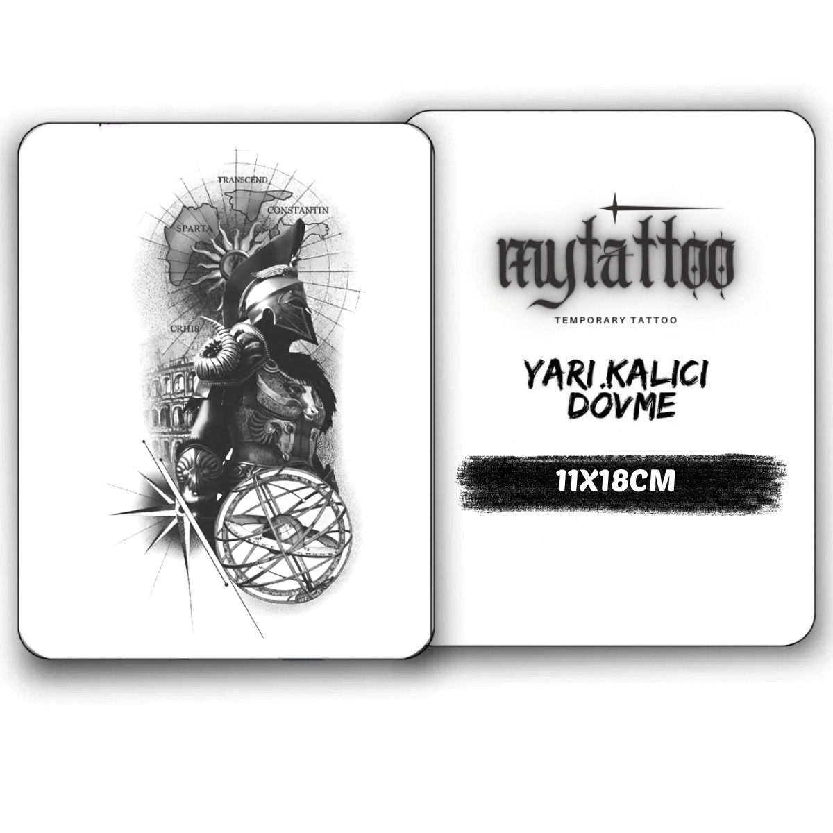 Antik Savaşın Kalıntısı Figürlü Orta Boy Yarı Kalıcı Dövme MY170 MyTattoo