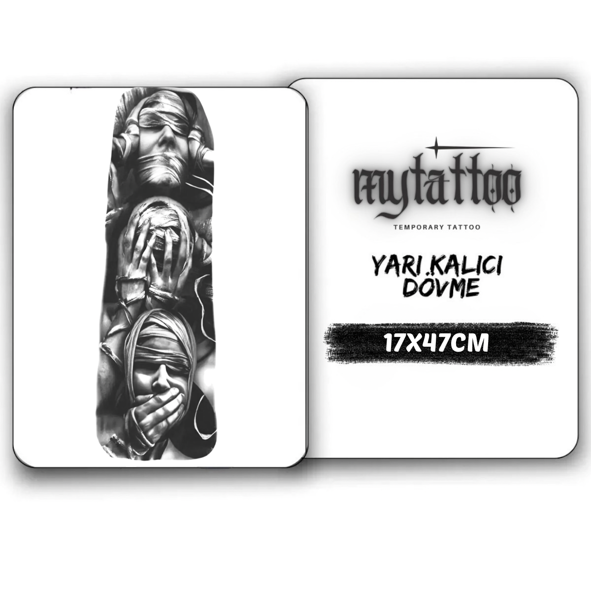 Görmedim Duymadım Bilmiyorum Kol Kaplama Yarı Kalıcı Dövme MY159 MyTattoo