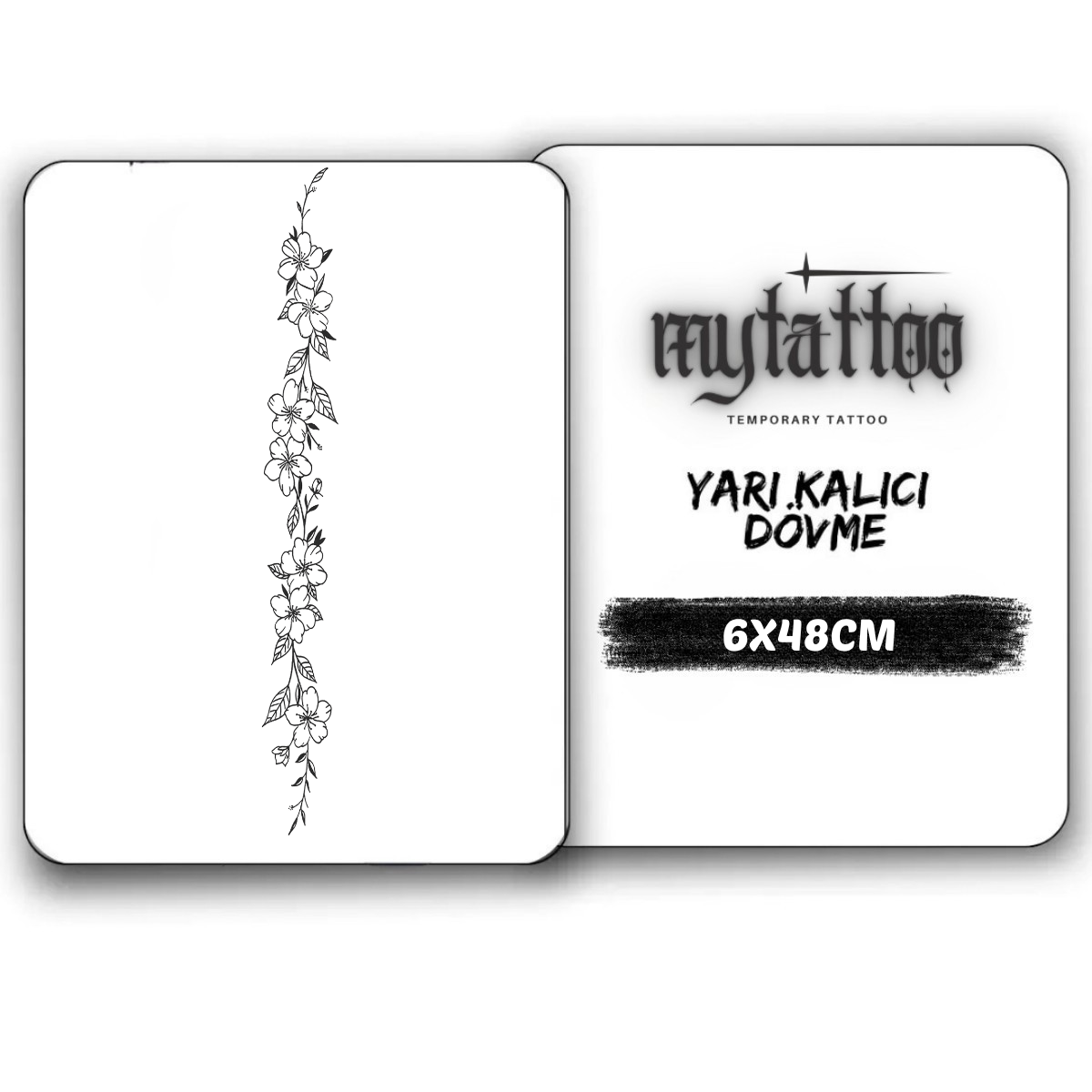 Çiçek Figürlü Sırt Yarı Kalıcı Dövme MY272 MyTattoo