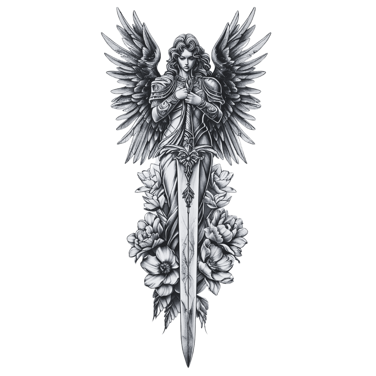 Savaşçı Melek Figürlü Yarım Kol Yarı Kalıcı Dövme MY277 MyTattoo
