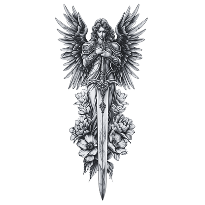 Savaşçı Melek Figürlü Yarım Kol Yarı Kalıcı Dövme MY277 MyTattoo