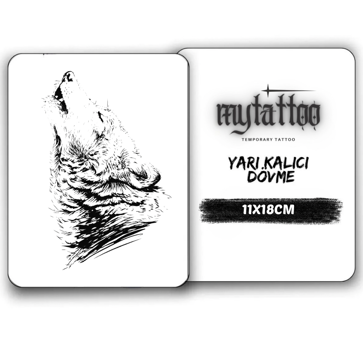 Yalnız Kurt Orta Boy Yarı Kalıcı Dövme MY206 MyTattoo